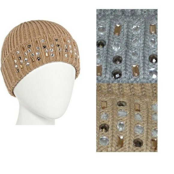 Mixit Women's Jeweled Cuffed Beanie Hat Solid One Size NEW - Picture 1 of 4
